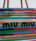 Miu Miu Large crochet leather-trimmed tote bag