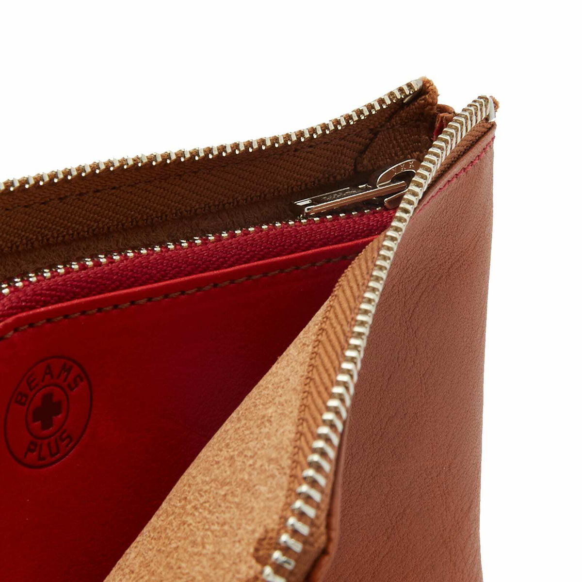 Beams Plus Men's Double Zip Wallet in Brown/Red Beams Plus