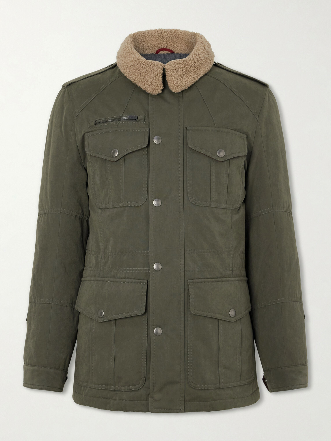 Brunello Cucinelli - Shearling-Trimmed Padded Canvas Jacket - Green