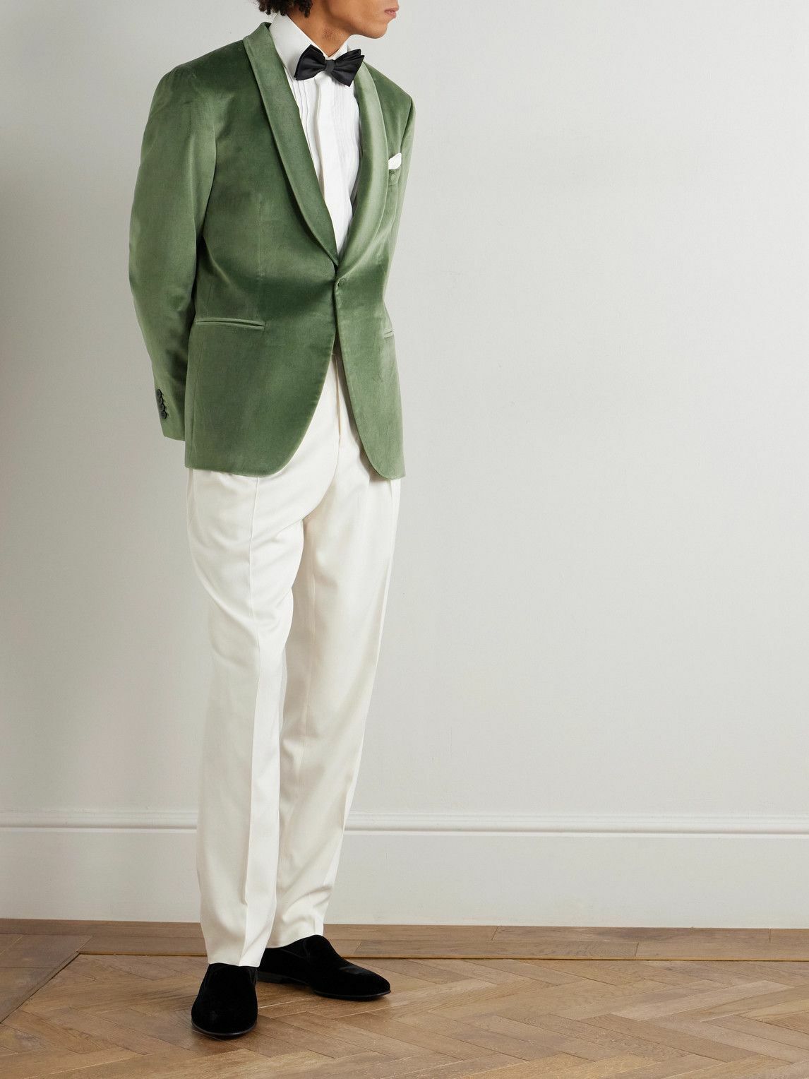 Boglioli - Slim-Fit Shawl-Collar Cotton-Blend Velvet Tuxedo Jacket - Green