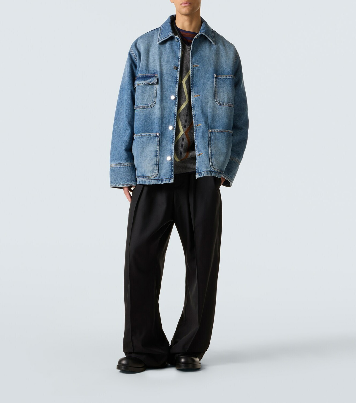 Plan C Intarsia wool and cashmere sweater