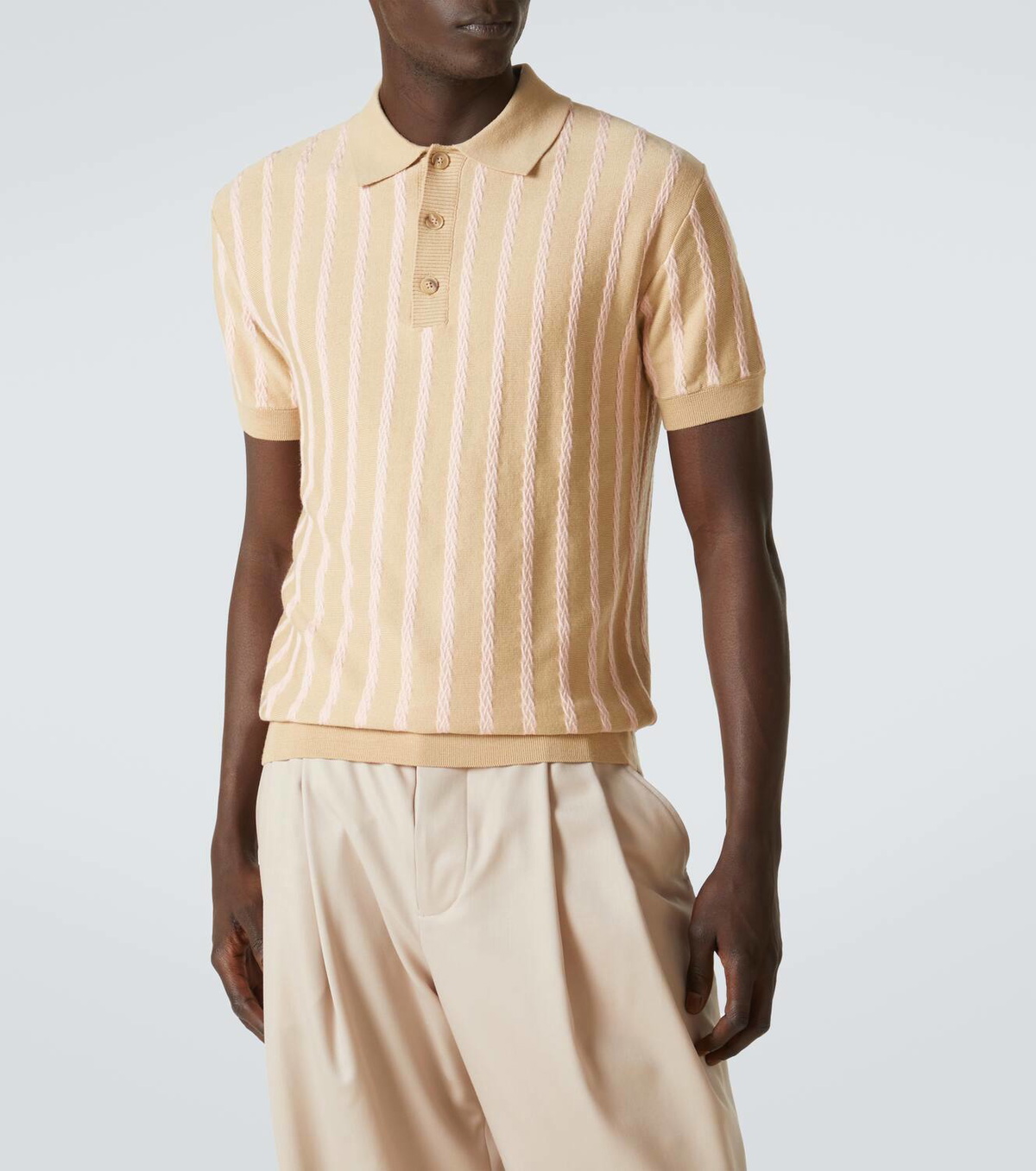 King & Tuckfield Striped wool polo shirt