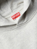 KENZO - Logo-Embroidered Cotton-Jersey Hoodie - Gray