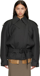Mugler Gray Round Jacket