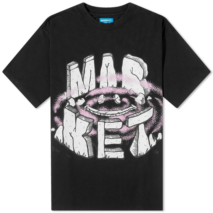 Photo: MARKET Men's Smiley Portal T-Shirt in Washed Black