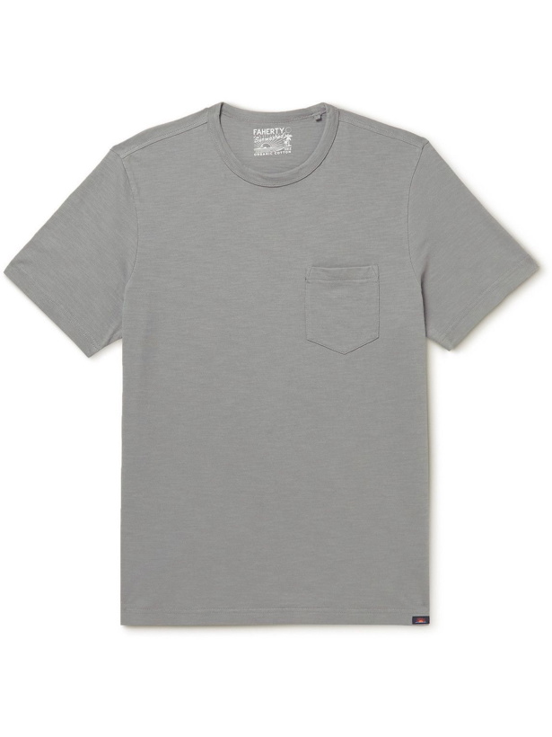 Photo: Faherty - Sunwashed Organic Cotton-Jersey T-Shirt - Gray