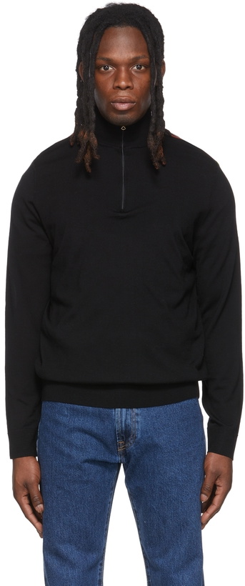 Photo: Paul Smith Black Wool Zip-Up Sweater