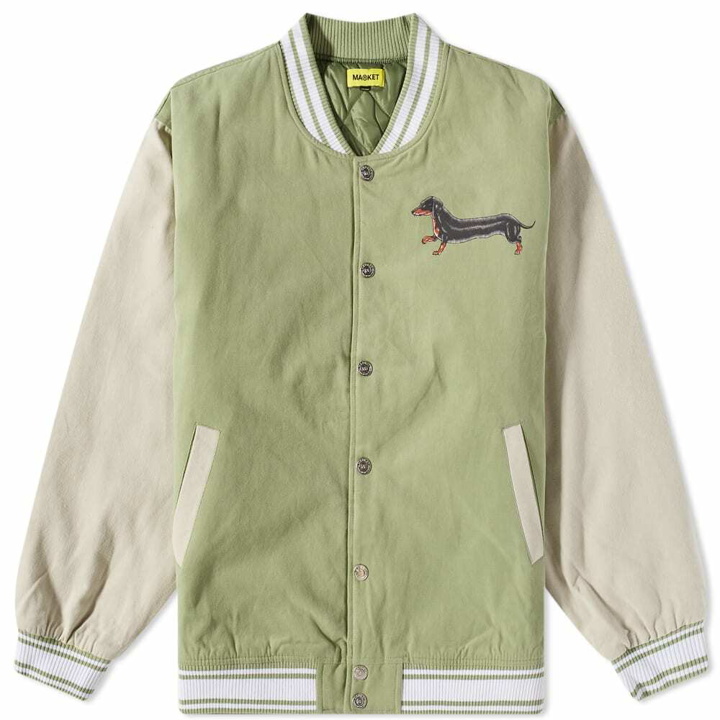 Photo: MARKET Men's Long Bois Varsity Jacket in Tea/Coconut