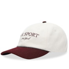 Sporty & Rich SR Sport Wool Cap in Ecru/Merlot
