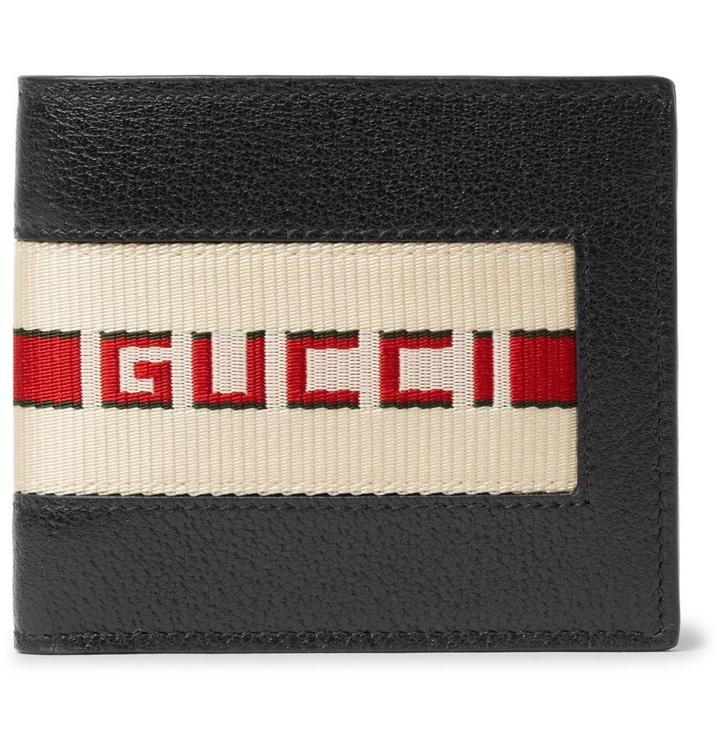 Photo: Gucci - Webbing-Trimmed Full-Grain Leather Billfold Wallet - Men - Black