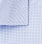 Ermenegildo Zegna - Light-Blue Cutaway-Collar Checked Cotton Shirt - Blue