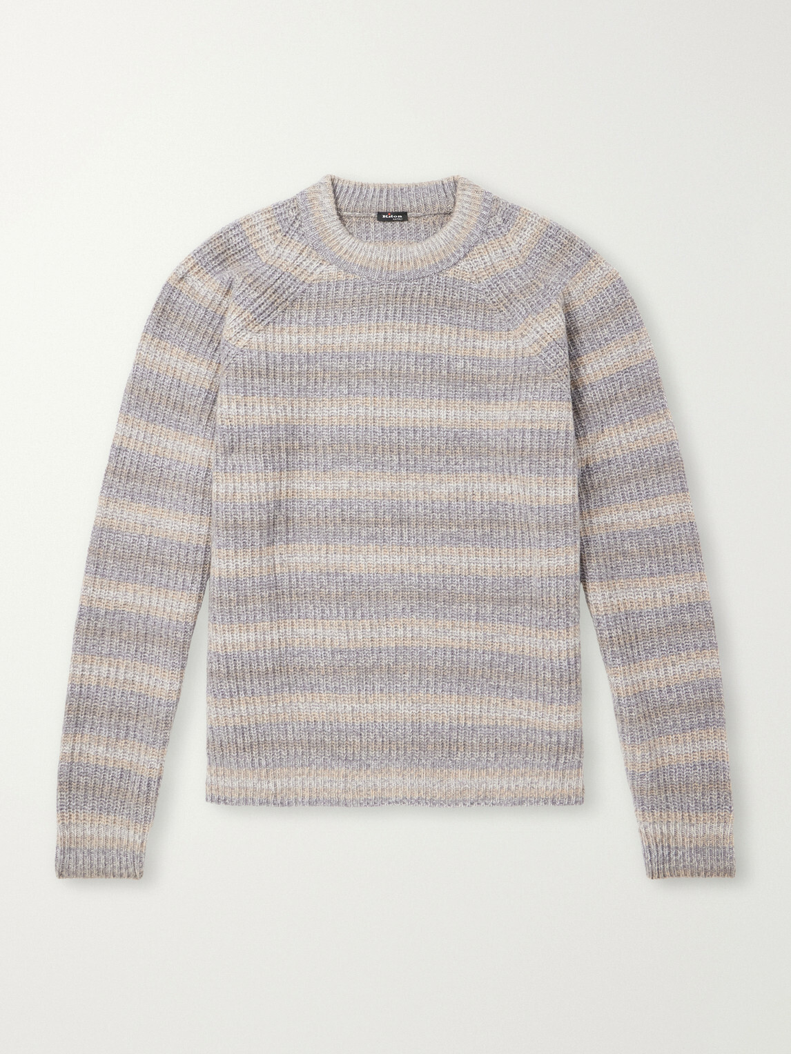 Kiton - Striped Wool and Cashmere-Blend Sweater - Gray