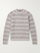 Kiton - Striped Wool and Cashmere-Blend Sweater - Gray