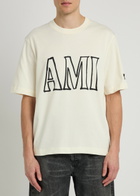 Ami Paris Printed Cotton T-shirt Off White
