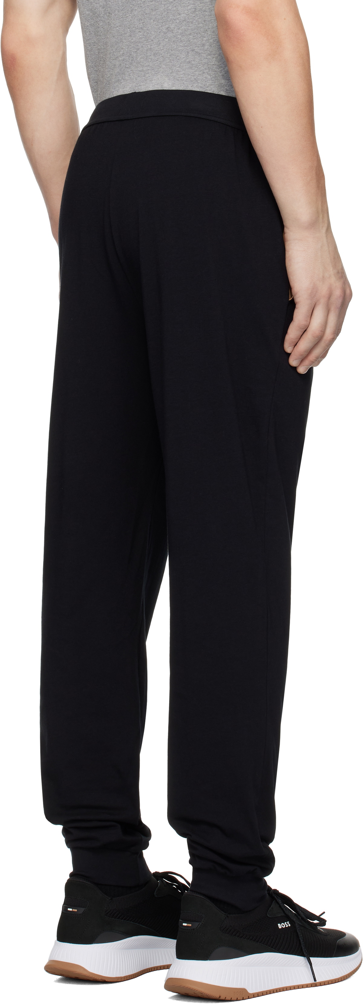 BOSS Black Embroidered-Logo Sweatpants