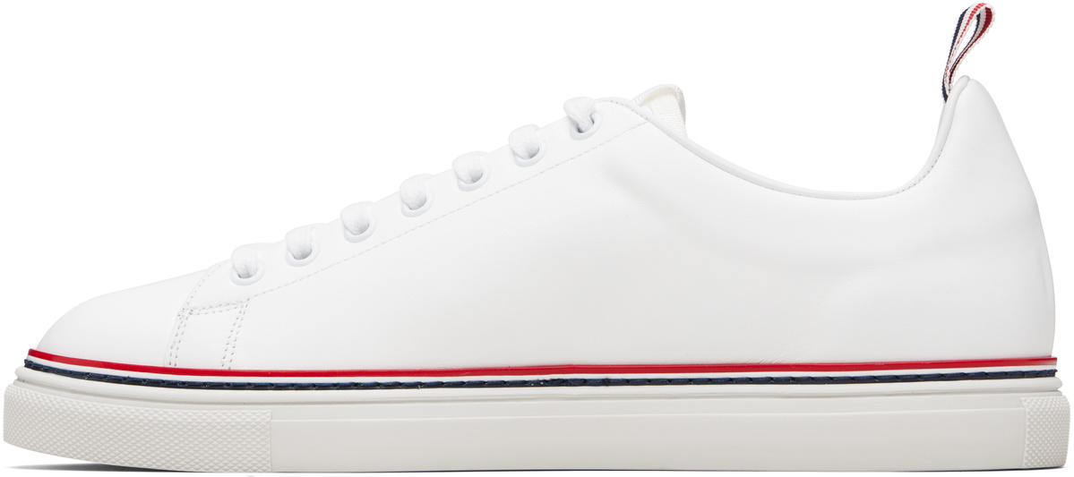 Thom Browne White Vitello Calf Tennis Sneakers