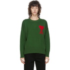 AMI Alexandre Mattiussi Green Ami De Coeur Crewneck Sweater