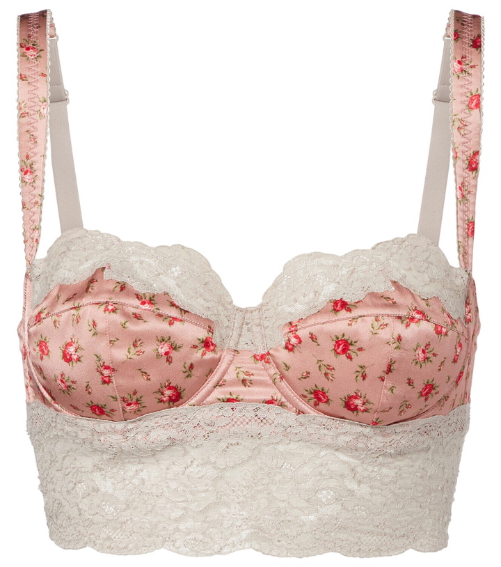 Photo: Dolce&Gabbana Floral lace-trimmed silk and cotton bra