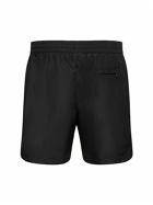 DOLCE & GABBANA Solid Color Swim Shorts with Logo Plaque