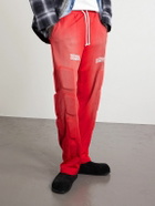 Satoshi Nakamoto - Straight-Leg Padded Printed Mesh Sweatpants - Red