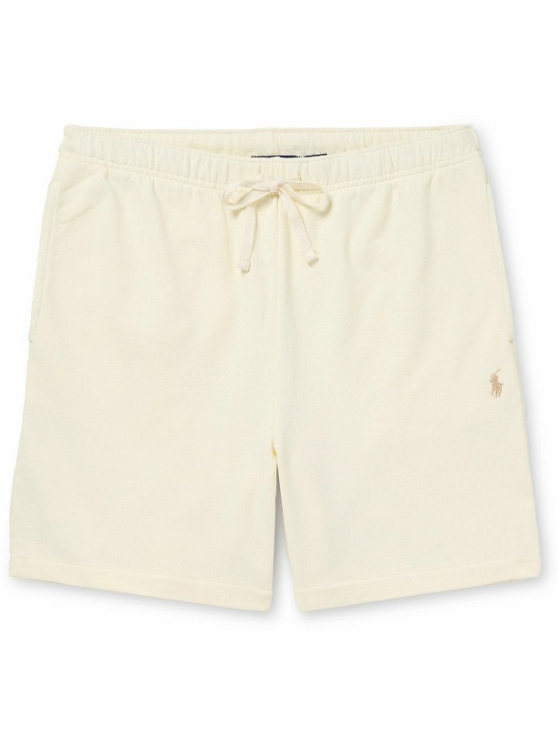 Photo: Polo Ralph Lauren - Straight-Leg Logo-Embroidered Cotton-Jersey Drawstring Shorts - Neutrals