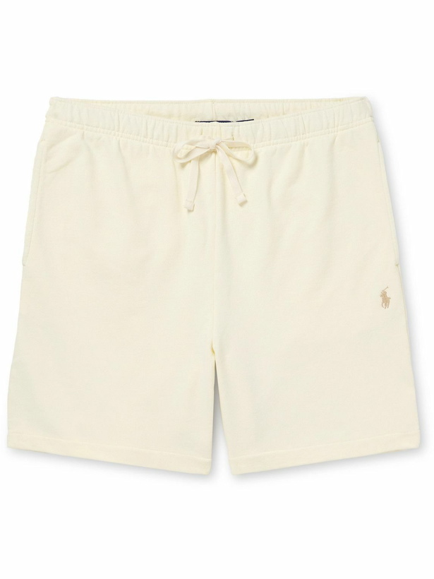 Photo: Polo Ralph Lauren - Straight-Leg Logo-Embroidered Cotton-Jersey Drawstring Shorts - Neutrals