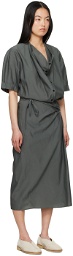 LEMAIRE Gray Wrap Midi Dress
