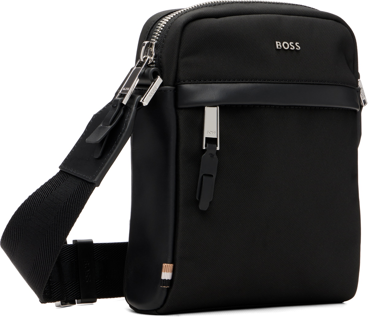BOSS Black Leather-Trimmed Reporter Bag