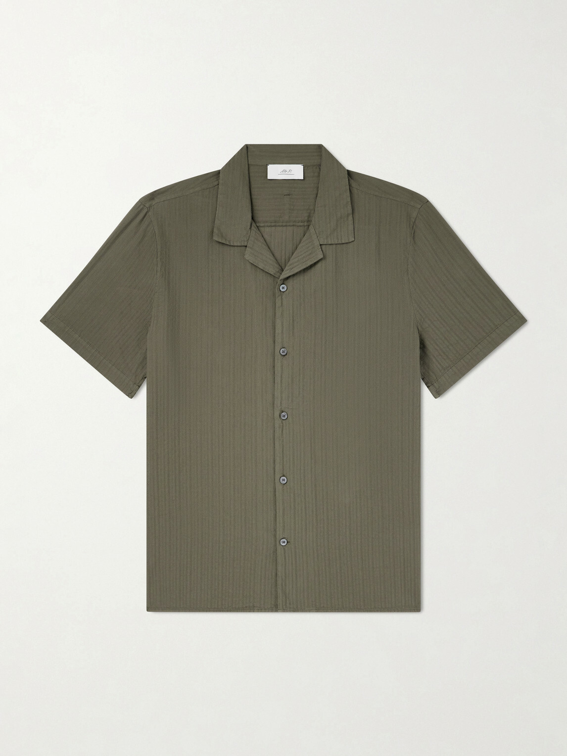 Mr P. - Camp-Collar Embroidered Cotton Shirt - Green