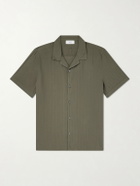 Mr P. - Camp-Collar Embroidered Cotton Shirt - Green