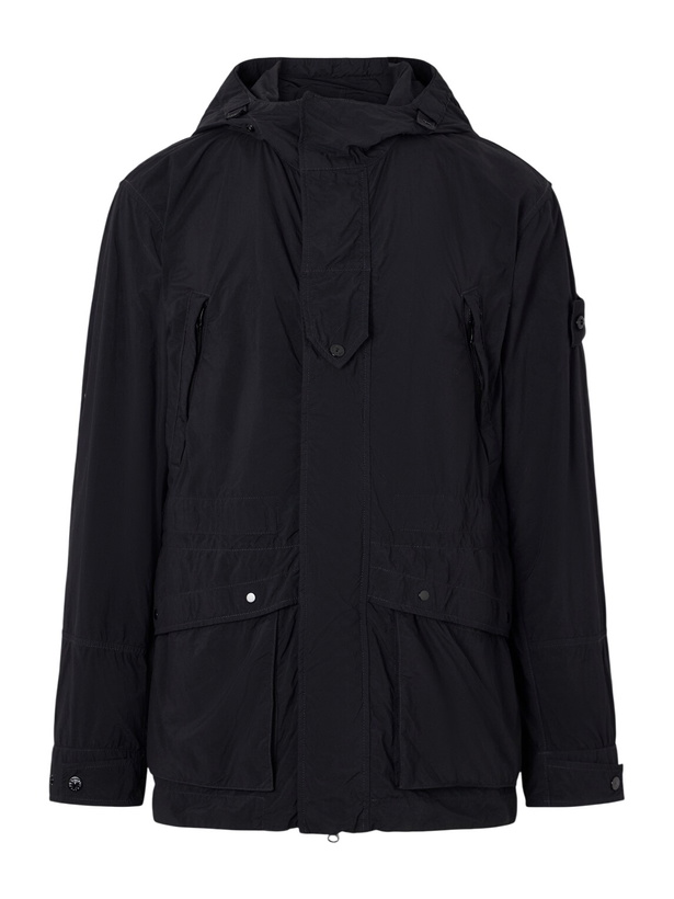 Photo: Stone Island - STONE ISLAND GHOST Logo-Appliquéd Garment-Dyed Shell Hooded Parka - Black