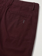 Folk - Assembly Tapered Pleated Cotton-Blend Trousers - Burgundy