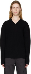 LEMAIRE Black V-Neck Sweater