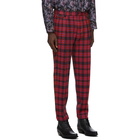 4SDESIGNS Red Plaid Inverted Pleat Trousers