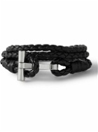 TOM FORD - Woven Leather and Silver-Tone Wrap Bracelet - Black
