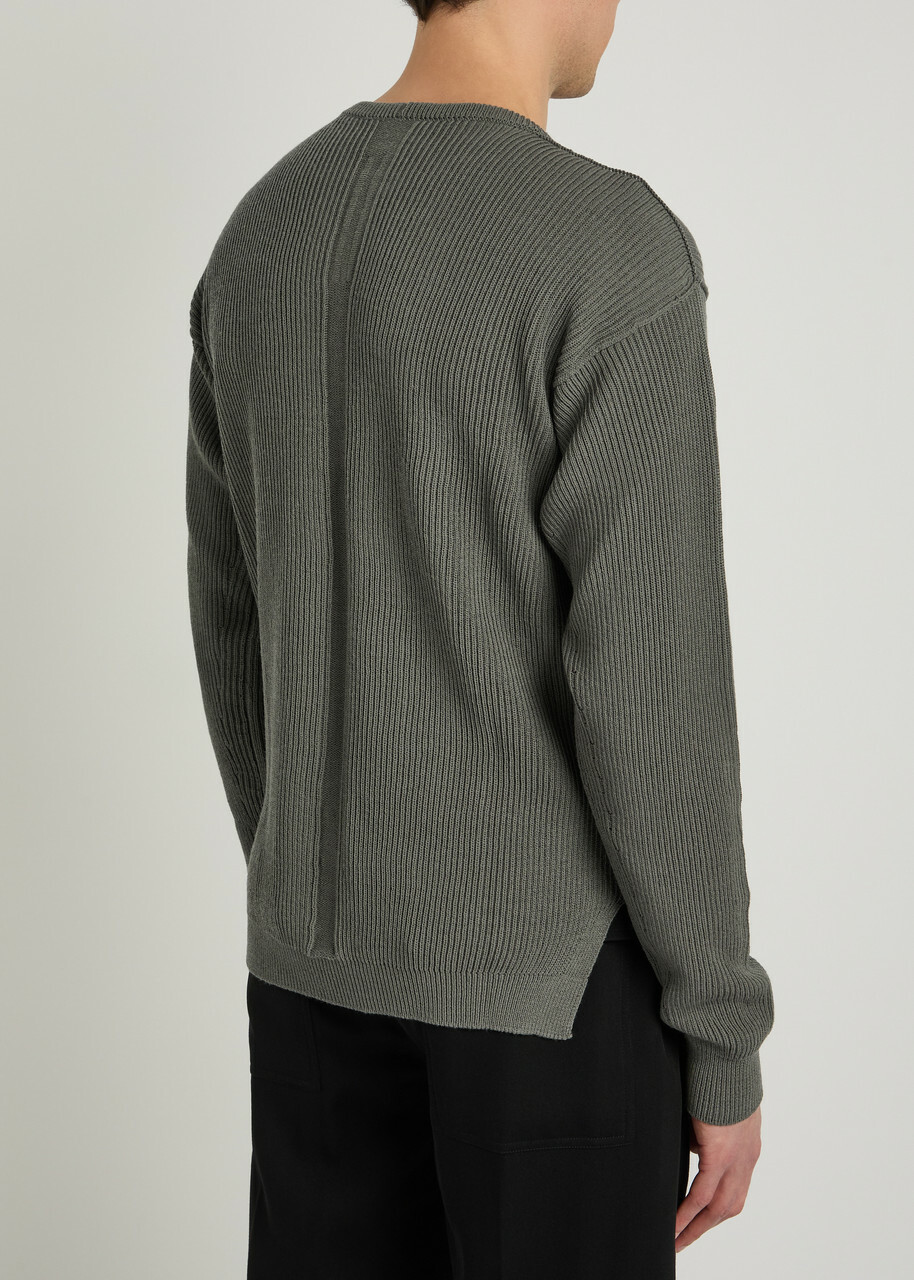 Rick Owens Ribbed Wool Jumper Brown