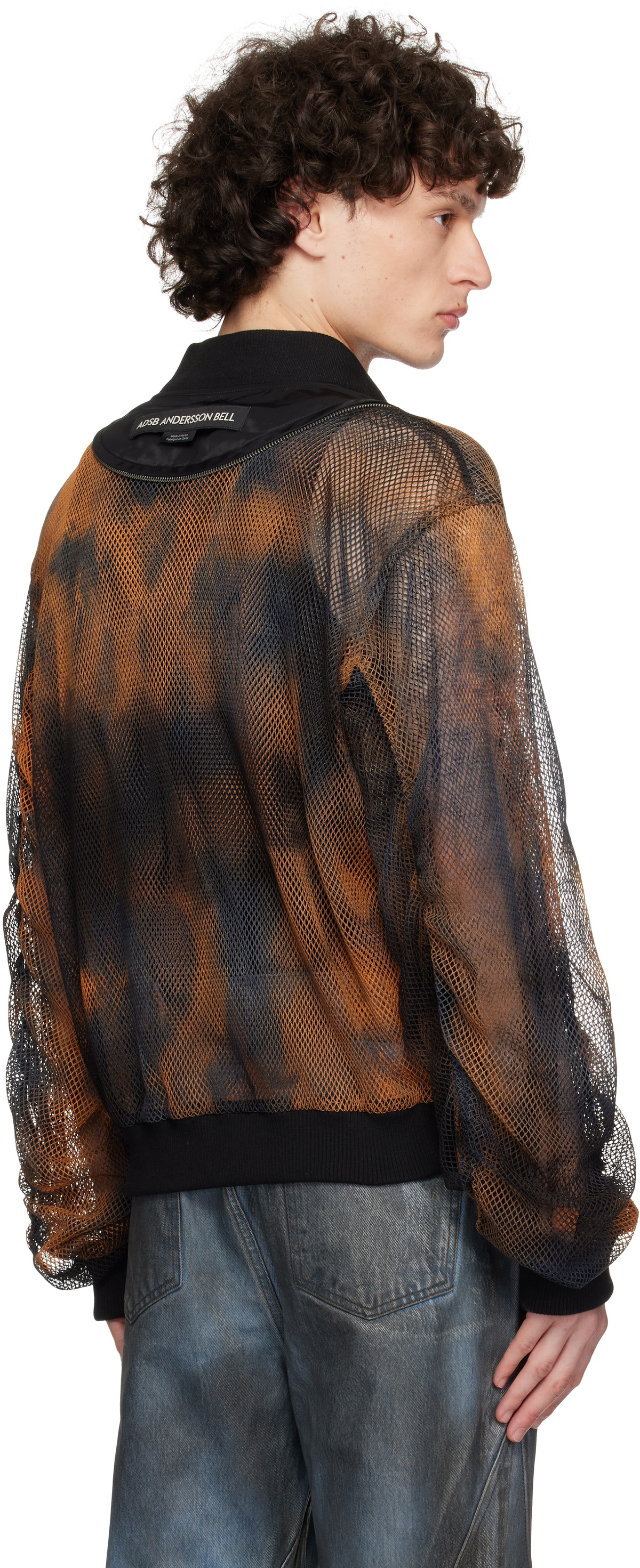Andersson Bell Black & Orange Double Layer Mesh Bomber Jacket