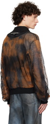 Andersson Bell Black & Orange Double Layer Mesh Bomber Jacket
