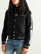 AMIRI - Slim-Fit Appliquéd Logo-Embroidered Wool-Blend Drill Varsity Jacket - Black