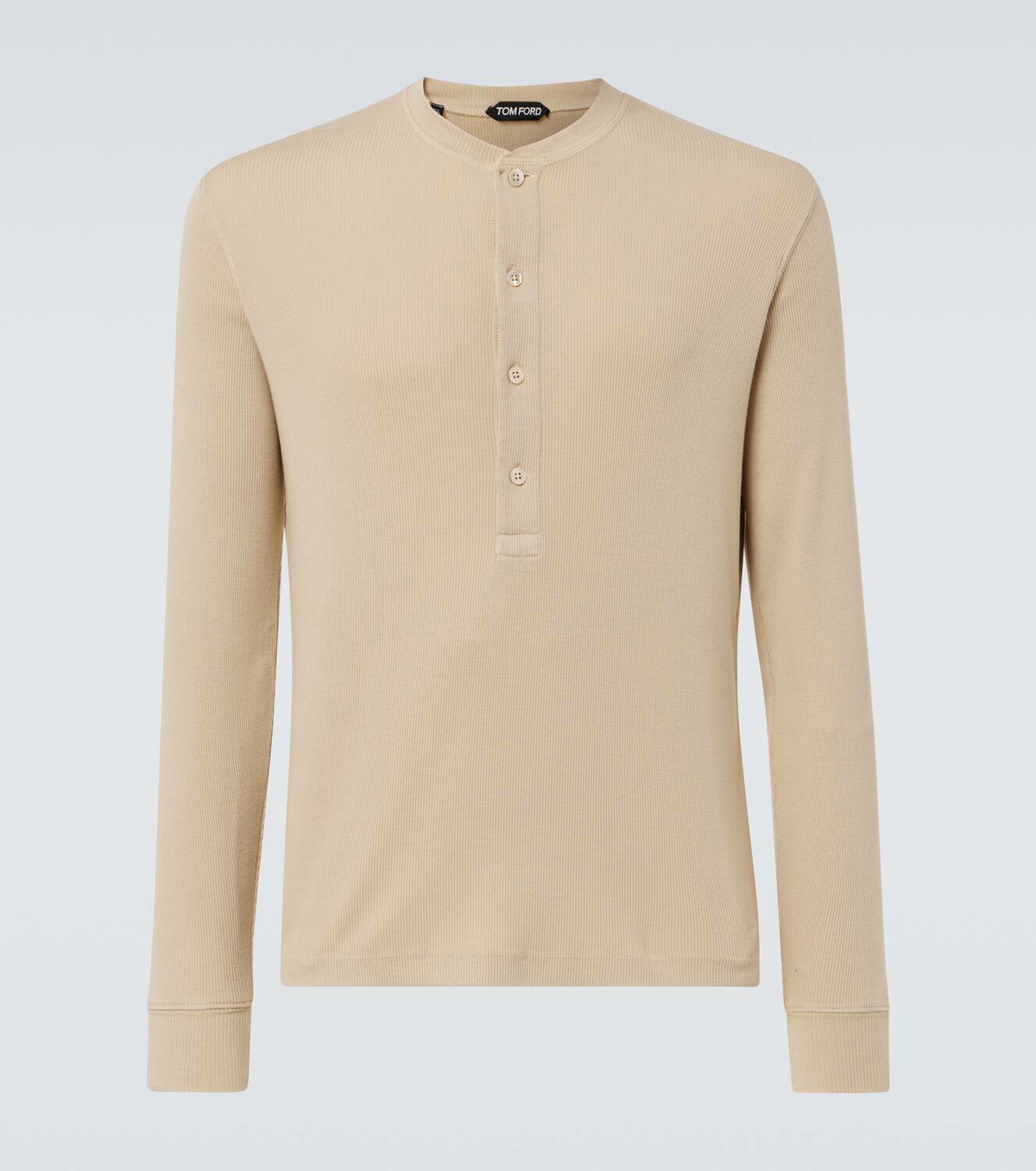 Tシャツ・カットソー TOM FORD SS25 HENLEY T-SHIRT (T4M151040 002) TOM FORD - Slim-Fit Cotton-Jersey Henley T-Shirt - Green TOM