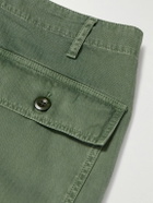Hartford - Fatigue Straight-Leg Garment-Dyed Herringbone Cotton-Gabardine Trousers - Green