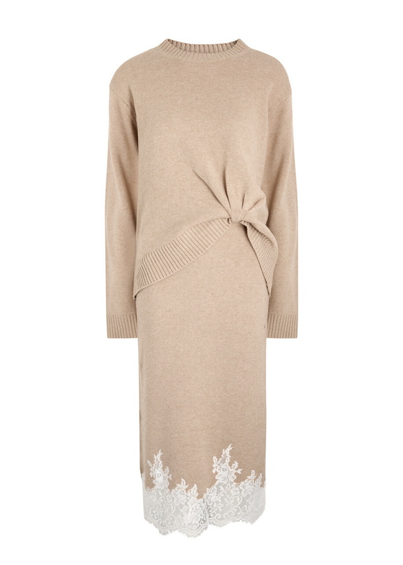 Photo: 3.1 Phillip Lim Lace-trimmed Wool-blend Midi Dress Beige
