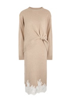 3.1 Phillip Lim Lace-trimmed Wool-blend Midi Dress Beige
