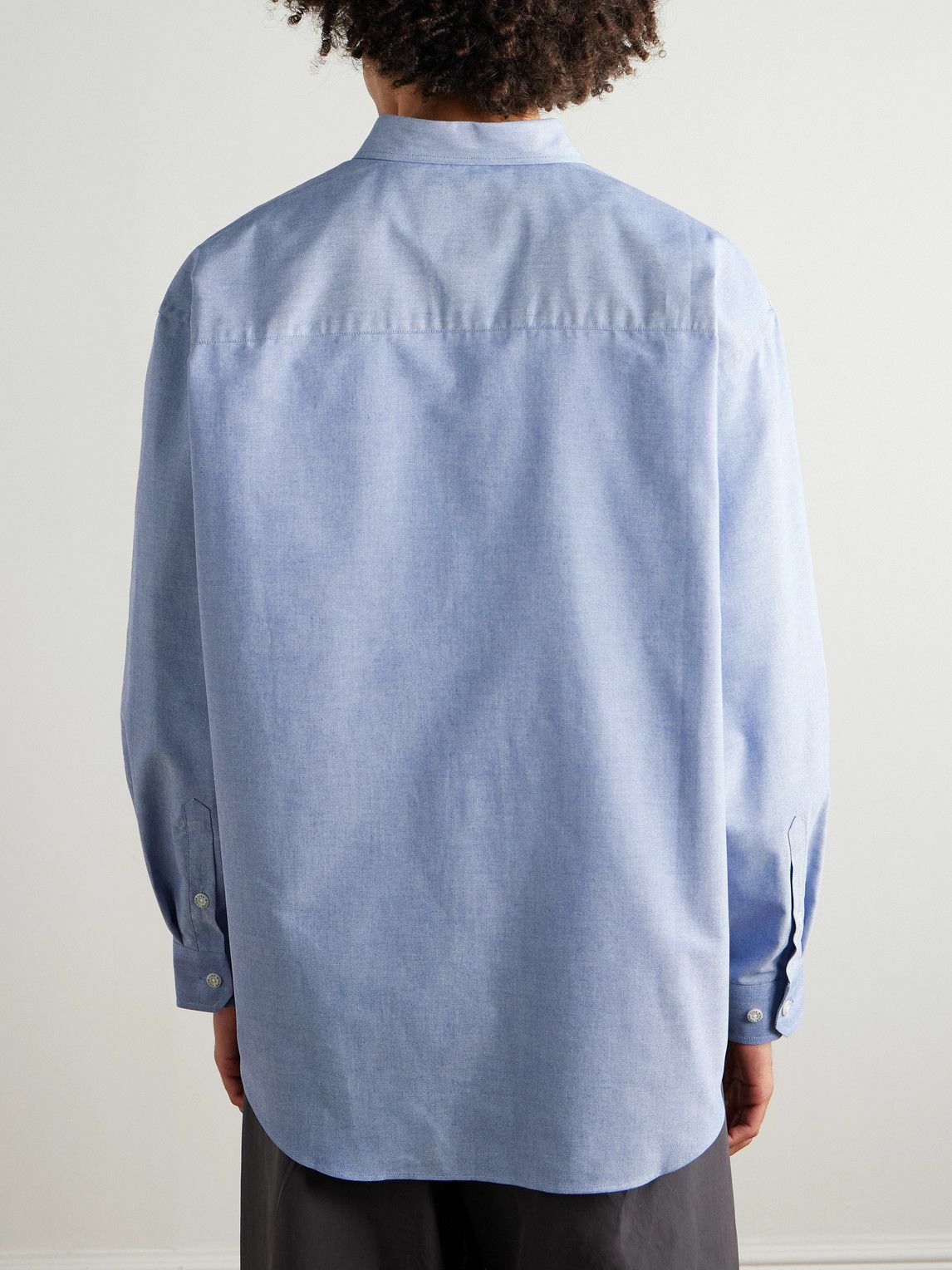 WTAPS - Button Down-Collar Logo-Appliquéd COOLMAX® Shirt - Blue