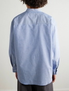 WTAPS - Button Down-Collar Logo-Appliquéd COOLMAX® Shirt - Blue