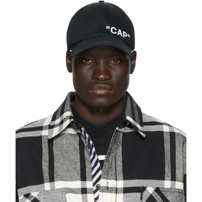 Photo: Off-White SSENSE Exclusive Black Quote Baseball Cap