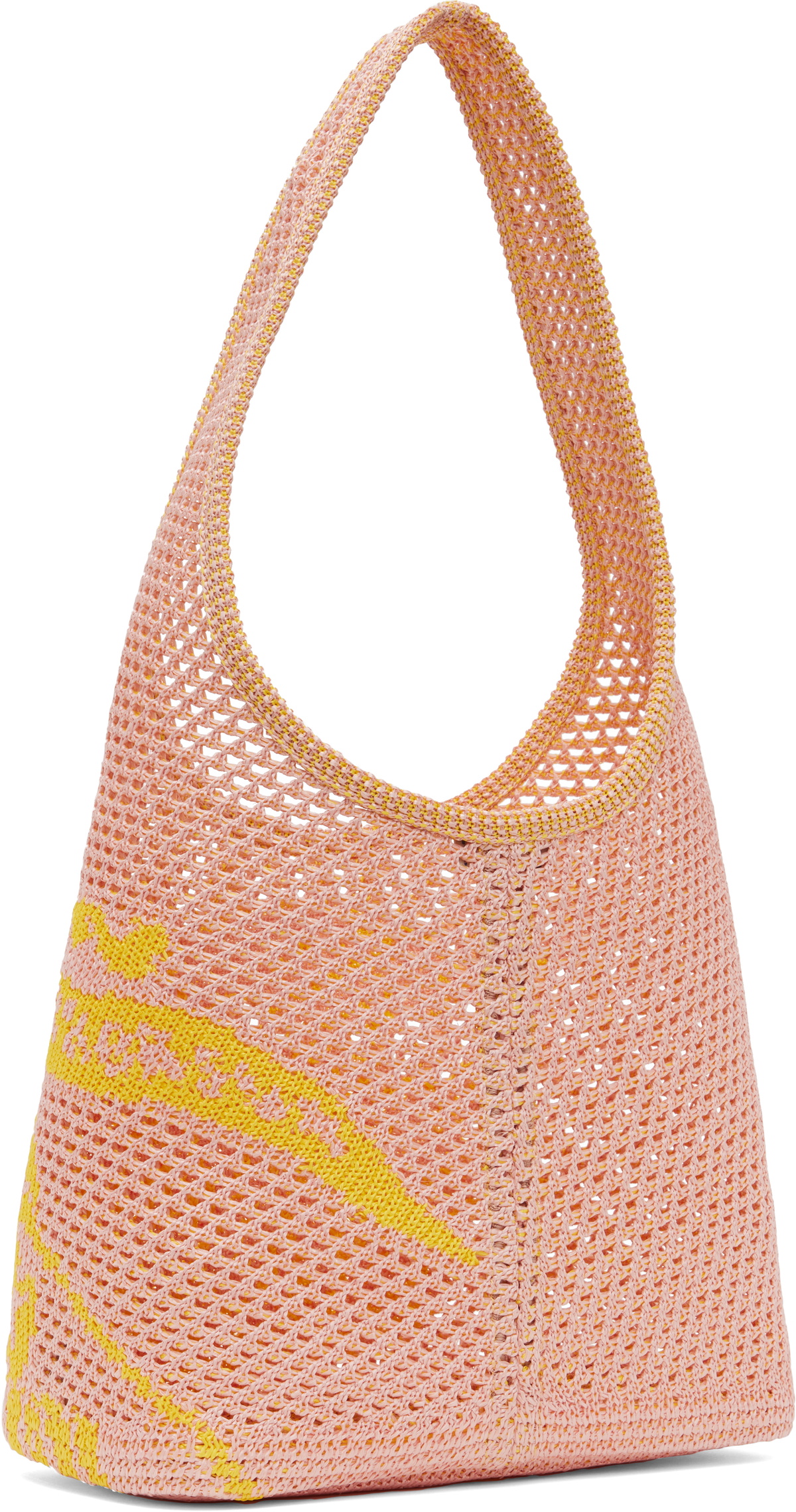 Burberry Pink & Yellow Small EKD Crochet Tote
