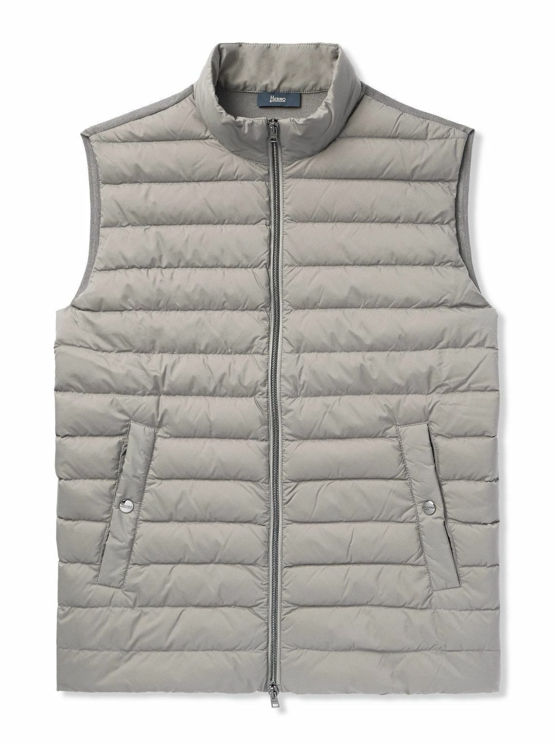 Herno - Quilted Shell and Wool and Silk-Blend Down Gilet - Gray