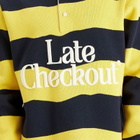 Late Checkout Men's Striped Rugby Polo in Yellow/Navy
