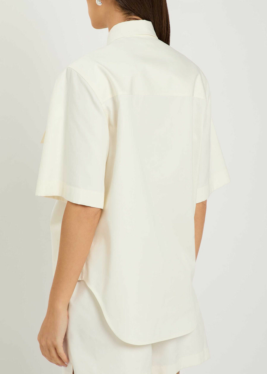 Tods Logo-embroidered Cotton-blend Poplin Shirt White